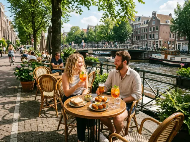 Canal-side terrace